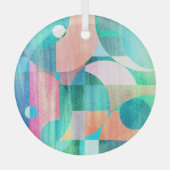 Helder, kleurrijk geometrisch Abstract Glas Ornament (Voorkant)