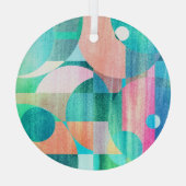 Helder, kleurrijk geometrisch Abstract Glas Ornament (Achterkant)