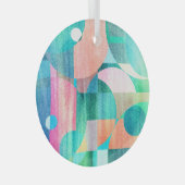 Helder, kleurrijk geometrisch Abstract Glas Ornament (Voorkant Rechts)