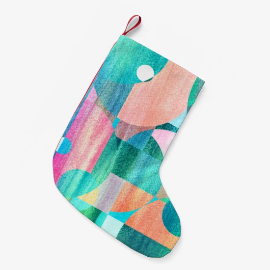 Helder, kleurrijk geometrisch Abstract Kleine Kerstsok (Voorkant (Hangend))
