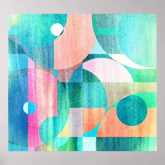 Helder, kleurrijk geometrisch Abstract Poster (Voorkant)