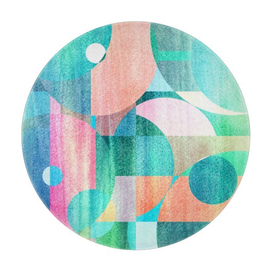 Helder, kleurrijk geometrisch Abstract Snijplank (Voorkant)