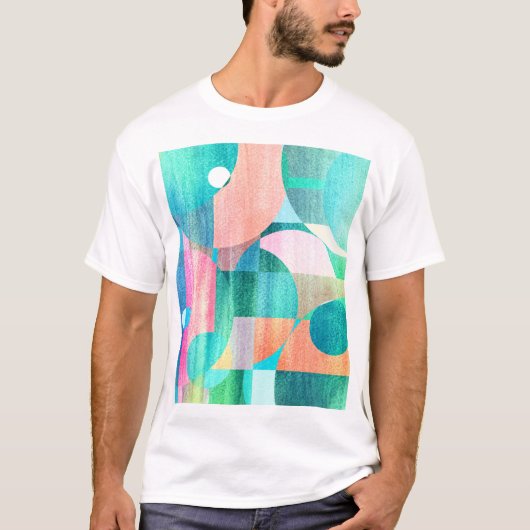 Helder, kleurrijk geometrisch Abstract T-shirt (Voorkant)
