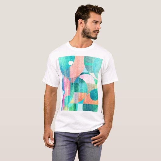 Helder, kleurrijk geometrisch Abstract T-shirt (Voorkant volledig)