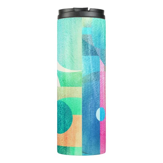 Helder, kleurrijk geometrisch Abstract Thermosbeker (Achterkant)