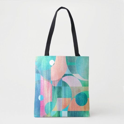 Helder, kleurrijk geometrisch Abstract Tote Bag (Voorkant)