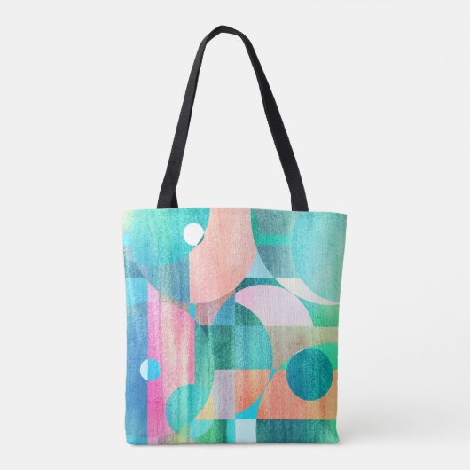 Helder, kleurrijk geometrisch Abstract Tote Bag (Achterkant)