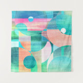 Helder, kleurrijk geometrisch Abstract Wandkleed (Voorkant (horizontaal))