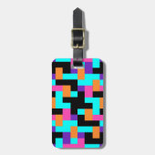 Helder kleurrijk geometrisch vierkant patroon bagagelabel (Voorkant verticaal)