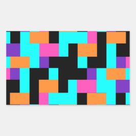 Helder kleurrijk geometrisch vierkant patroon rechthoekige sticker