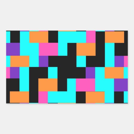 Helder kleurrijk geometrisch vierkant patroon rechthoekige sticker (Voorkant)