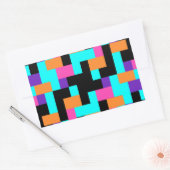 Helder kleurrijk geometrisch vierkant patroon rechthoekige sticker (Envelop)