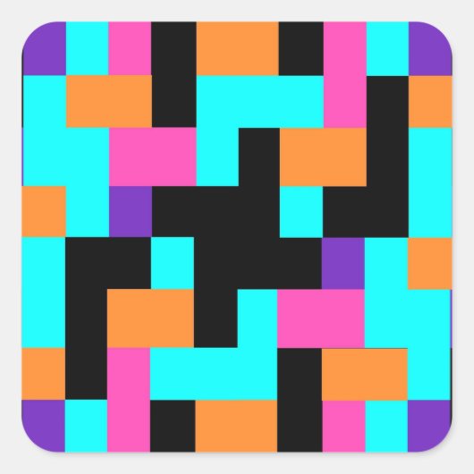 Helder kleurrijk geometrisch vierkant patroon vierkante sticker (Voorkant)