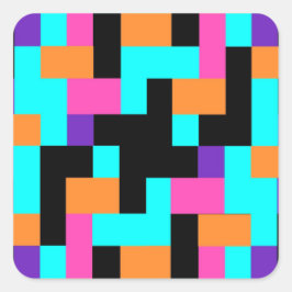 Helder kleurrijk geometrisch vierkant patroon vierkante sticker