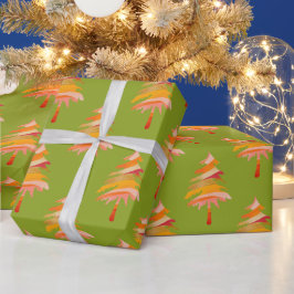 Helder kleurrijk grillig kerstboompatroon cadeaupapier