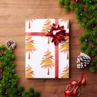 Helder kleurrijk grillig kerstboompatroon cadeaupapier