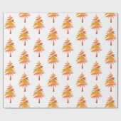 Helder kleurrijk grillig kerstboompatroon cadeaupapier (Vlak)