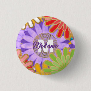 Helder Kleurrijk Hippie Bloemmotief Persoonlijk Ronde Button 3,2 Cm