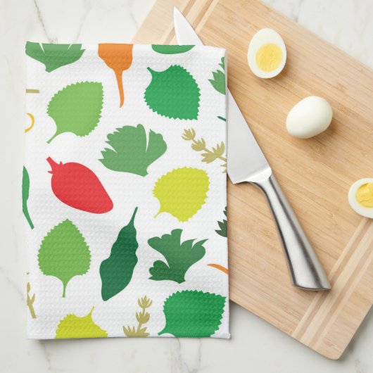 Helder Kleurrijk Keuken Tuin Patroon Theedoek (Quarter Fold)