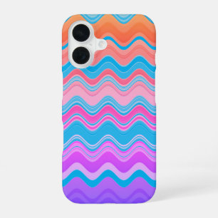 Helder Kleurrijk Meerkleurig Golfend Zigzag Patroo iPhone 16 Hoesje