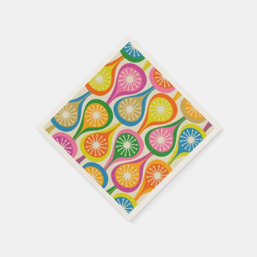 Helder Kleurrijk Mid Century Modern Retro Patroon Servet (Hoek)