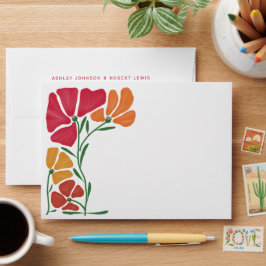 Helder & Kleurrijk Nouveau Bloemen Bruiloft Uitnod Envelop