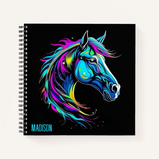 Helder kleurrijk paard notitieboek (Voorkant)