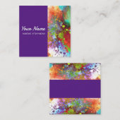 helder kleurrijk paars abstract vierkante visitekaartje (Voorkant / Achterkant)