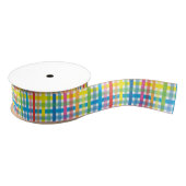 Helder Kleurrijk Plaid Grosgrain Lint (Spoel)