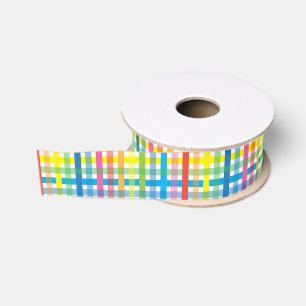 Helder Kleurrijk Plaid Grosgrain Lint