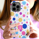 Helder Kleurrijk Polka Dots Patroon Monogram Case-Mate iPhone Case