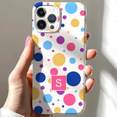 Helder Kleurrijk Polka Dots Patroon Monogram Case-Mate iPhone Case