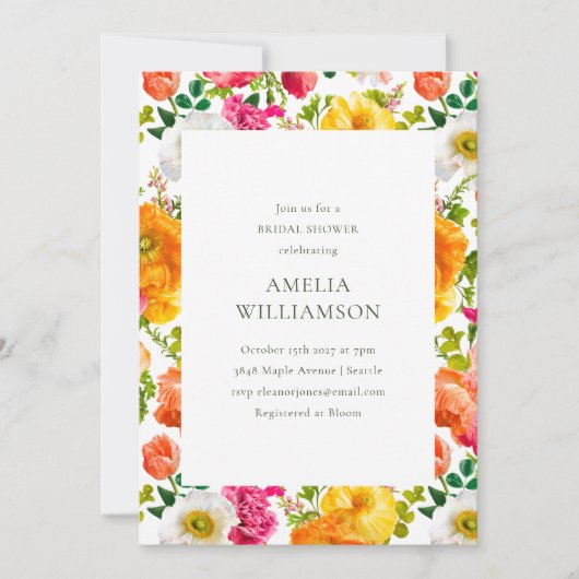 Helder kleurrijk Poppies Floral Bloom Vrijgezellen Kaart (Voorkant)