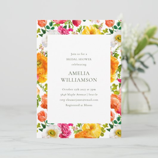 Helder kleurrijk Poppies Floral Bloom Vrijgezellen Kaart (Staand voorkant)