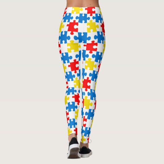Helder Kleurrijk Puzzel Piece Patroon Leggings (Achterkant)