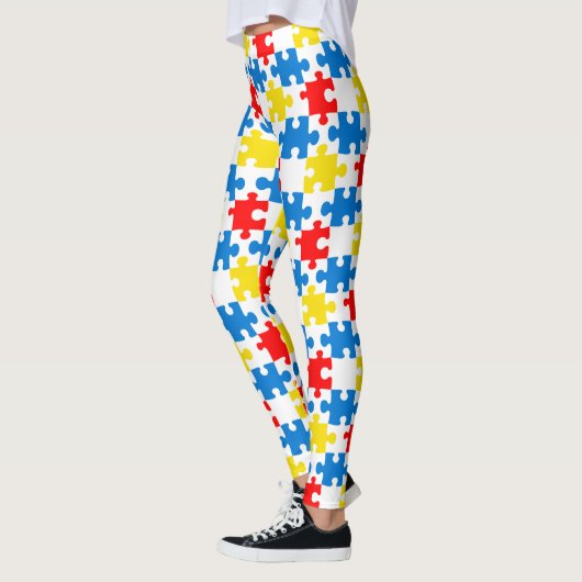 Helder Kleurrijk Puzzel Piece Patroon Leggings (Links)