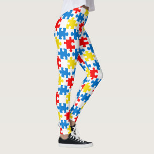 Helder Kleurrijk Puzzel Piece Patroon Leggings