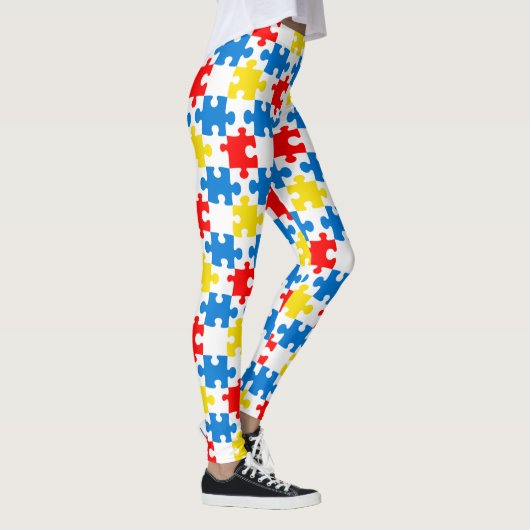 Helder Kleurrijk Puzzel Piece Patroon Leggings (Rechts)