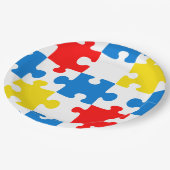 Helder Kleurrijk Puzzel Piece Patroon Papieren Bordje (Gekanteld)