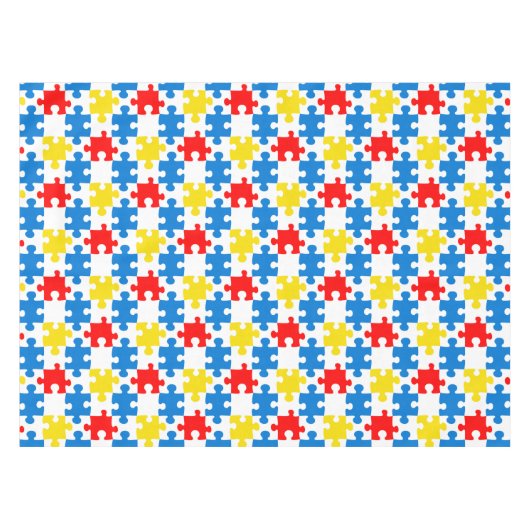 Helder Kleurrijk Puzzel Piece Patroon Tafelkleed (Voorkant (Horizontaal))