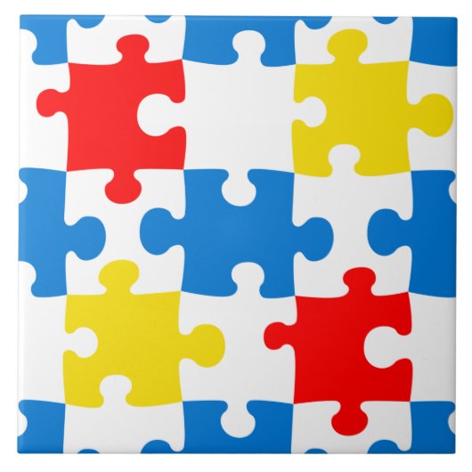 Helder Kleurrijk Puzzel Piece Patroon Tegeltje (Voorkant)