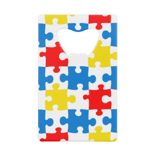 Helder Kleurrijk Puzzelstuk Patroon Creditkaart Flessenopener