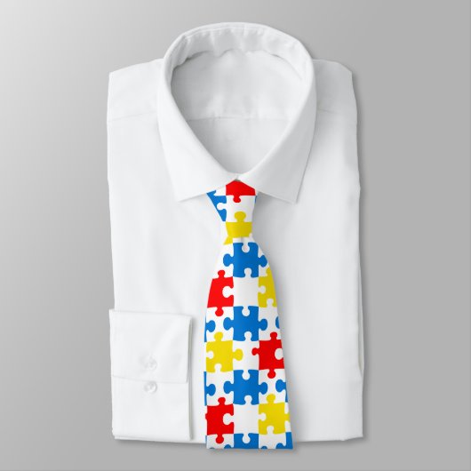 Helder Kleurrijk Puzzelstukken Patroon Stropdas (Gebonden)