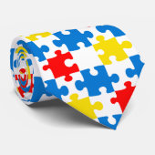 Helder Kleurrijk Puzzelstukken Patroon Stropdas (Opgerold)