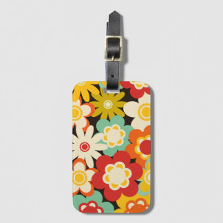 Helder Kleurrijk Retro Schattig Bloemmotief Bagagelabel