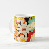 Helder Kleurrijk Retro Schattig Bloemmotief Koffiemok (Voorkant links)