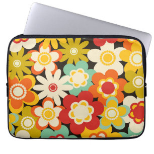 Helder Kleurrijk Retro Schattig Bloemmotief Laptop Sleeve