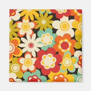 Helder Kleurrijk Retro Schattig Bloemmotief Magneet