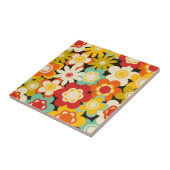 Helder Kleurrijk Retro Schattig Bloempatroon Tegeltje (Zijkant)