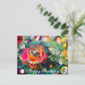 Helder kleurrijk roos Happy Birthday Briefkaart (Staand voorkant)
